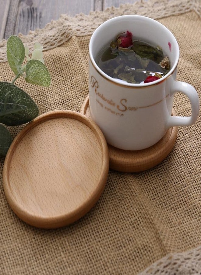 CALFOVERA 2PCS Wood Cup Mug Holders 3.5 Inch Round Grooved Wooden Coasters for Drinks Tabletop Protection Natural Beech Wood Coffee Cup Mats Saucers Pads for DIY Stained Painting Bar Kitchen Decor - Image 3